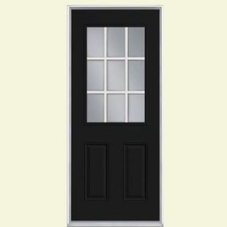 Masonite 32 in. x 80 in. 9 Lite Painted Steel Prehung Front Door with No Brickmold 21313