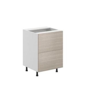 Fabritec 24x34.5x24.5 in. Geneva Deep Drawer Base Cabinet in White Melamine and Door in Silver Pine BD1D24.W.GENEV