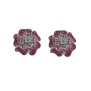 Pretty in Pave™  Sterling Silver Shades of Created Ruby Flower