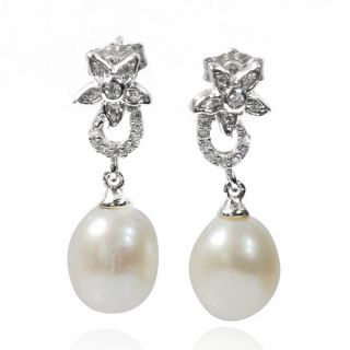 De Buman Sterling Silver Cultured Freshwater Pearl and Cubic Zirconia