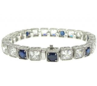 Judith Ripka Sterling 8 1/4 Diamonique & Sapphire Bracelet —