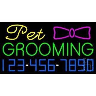 Sign Store N100 3270 Pet Grooming With Phone Number Neon Sign, 37 x 20 x 3 inch