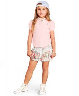 Polo Ralph Lauren Little Girls Oxford Shirt & Floral Ruffle Skirt