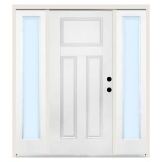 Steves & Sons 68 in. x 80 in. Premium 3 Panel Left Hand Primed Steel Prehung Front Door w/ 14 in. Clear Glass Sidelite and 4 in. Wall ST30 PR S14CL 4LH