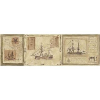 The Wallpaper Company 8.5 in. x 15 ft. Neutral Nautical Ships Border WC1281770