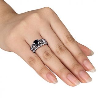 1.39ct Black and White Diamond Infinity Design 10K White Gold 2 piece Bridal Ri   8025951