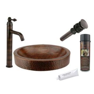 Premier Copper Products All in One Compact Oval Skirted Vessel Hammered Copper Bathroom Sink in Oil Rubbed Bronze BSP1_VO17SKDB