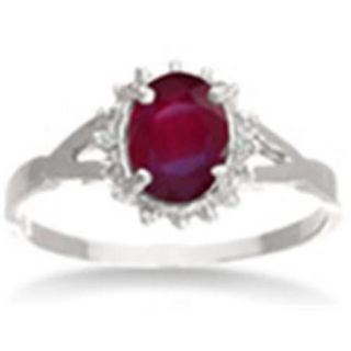 SuperJeweler H011332 SS RU z5. 5 0. 75 Ct Ruby And Diamond Starburst Ring In Sterling Silver Size   5. 5