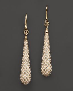Gucci 18K Yellow Gold Diamantissima Light Earrings With White Enamel