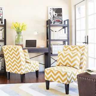 angelo:HOME apartment AH Jules Chair Set, Muted Golden Yellow Chevron