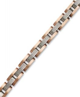 Mens Diamond Bracelet in Stainless Steel and Rose Ion Plated Sterling
