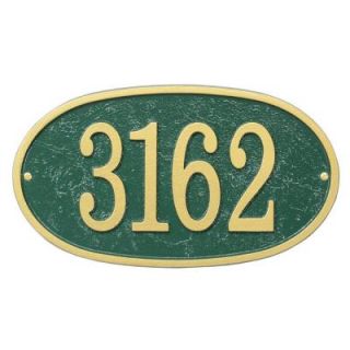 Whitehall Products Fast and Easy Oval House Number Plaque, Green/Gold 31271