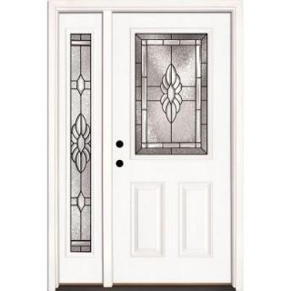 Feather River Doors 50.5 in. x 81.625 in. Sapphire Patina 1/2 Lite Unfinished Smooth Fiberglass Prehung Front Door with Sidelite 8H3191 1A4