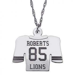 Engraved Football Jersey Sterling Silver Pendant with 20" Rope Chain   7567538