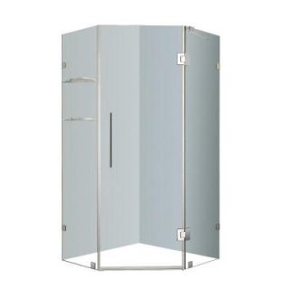 Aston Neoscape GS 42 in. x 72 in. Frameless Neo Angle Shower Enclosure in Stainless Steel with Glass Shelves SEN991 SS 42 10