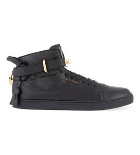 BUSCEMI   Leather mid top trainers