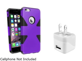 Insten Purple/Black Silicone PC Slim Hybrid Case Cover + White Home / Wall Charger Adapter for Apple iPhone 6 Plus 5.5" 1985222