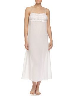 La Perla Silver Sangallo Embroidered Long Gown, Bianco