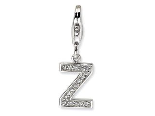 Sterling Silver CZ Letter Z w/Lobster Clasp Charm