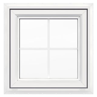 JELD WEN V4500 Single Vinyl Double Pane Double Strength New Construction Awning Window (Rough Opening: 24 in x 24 in; Actual: 23.5 in x 23.5 in)