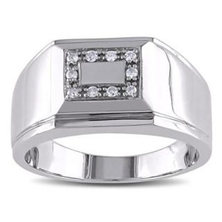 Sterling Silver 1/10ct TDW Men's Diamond Ring White   Size 12