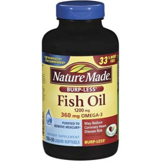Fish Oil 1200 mg Omega 3 360 mg Burp Less   200 Softgels by Nature Made