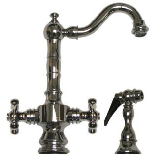 Whitehaus Collection Vintage III 2 Handle Side Sprayer Kitchen Faucet in Polished Chrome WHKSDTCR3 8204 POCH