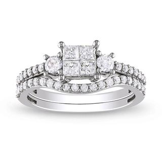 Miadora 14k White Gold 1ct TDW Diamond Bridal Ring Set (G H, I2 I3)