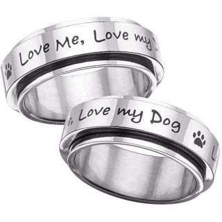 Stainless Steel Love Me, Love My Dog Spinner Ring  