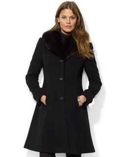 Lauren Ralph Lauren Faux Fur Collar A Line Coat   Coats   Women   