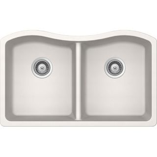 Ash 32.5 x 20 Cristadur 50/50 Undermount Double Bowl Kitchen Sink by