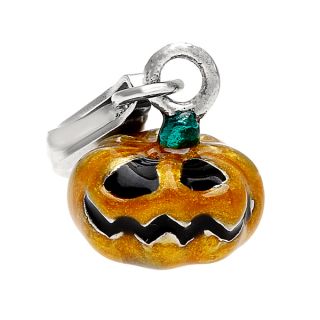Rhodium Over Sterling Silver Orange Pumpkin Charm and Clasp   15727871