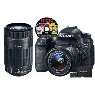 Canon EOS 70D 20.2MP Digital SLR Camera with EF S 18 55mm and 55 250mm IS STM L   7647003