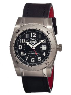 Mens Black and Silver Divers Watch by Shield