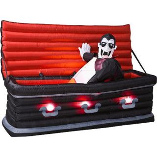 5' Long Airblown Halloween Inflatable Animated Rising Vampire from Coffin
