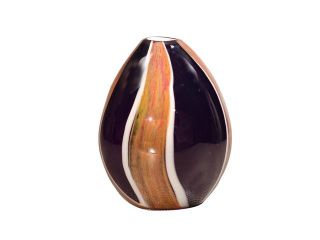 8.5"  Deep Dark Purple, and Light Mauve Melrose Oval Decorative Hand Blown Glass Vase