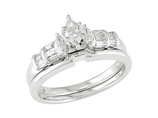 14K White Gold 1/2 ctw Diamond Wedding Ring Set