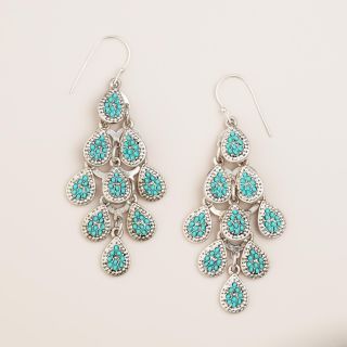 Mint and Silver Tiered Chandelier Earrings