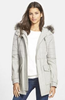 BCBGeneration Faux Fur Trim Hooded Mixed Media Coat (Online Only)