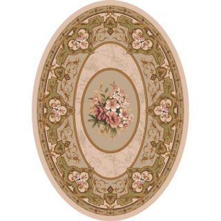 Milliken Montfluer Oval Cream Floral Tufted Area Rug (Common: 8 ft x 10 ft; Actual: 7.66 ft x 10.75 ft)