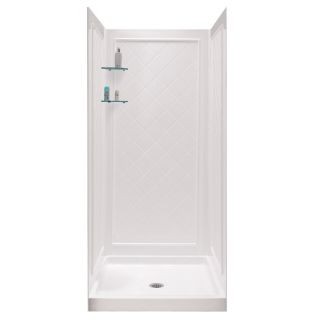 DreamLine Shower Base and Back Walls White Acrylic Wall Acrylic Floor 2 Piece Alcove Shower Kit (Common: 36 in x 36 in; Actual: 76.75 in X