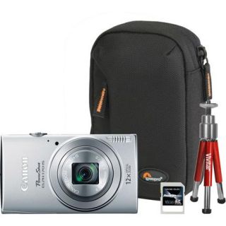 Canon Silver PowerShot ELPH 170 IS Digital Camera Bundle with 20 Megapixels and 12x Optical Zoom