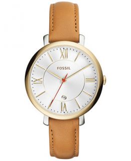 Fossil Womens Jacqueline Tan Leather Strap Watch 36mm ES3737