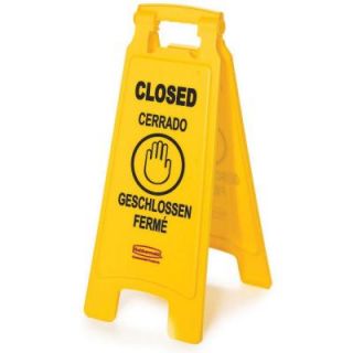 Rubbermaid Commercial Products Multi Lingual Closed 2 Sided Floor Sign FG611278YEL