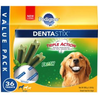 PEDIGREE DENTASTIX Fresh Large Treats for Dogs   Value Pack 1.94 Pounds 36 Treats