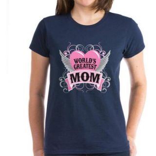 CafePress Womens World's Greatest Mom Heart Wings Mother's Day T Shirt