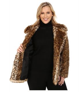 Via Spiga Plus Size Novelty Faux Fur Leopard Coat