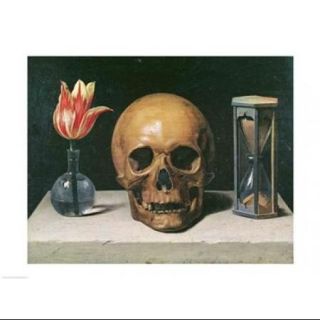 Vanitas Still Life with a Tulip, Skull and Hour Glass Poster Print by Philippe De Champaigne (24 x 18)