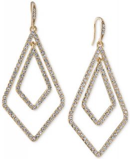 Carolee Gold Tone Pavé Geometric Gypsy Hoop Earrings   Jewelry
