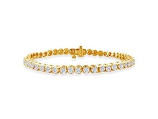 3ct Round Based Diamond Tennis Bracelet in 14k Yellow Gold
